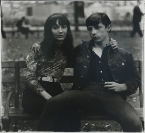 Young couple on a bench in Washginton Square Park, N.Y.C.
