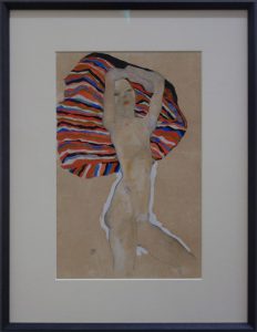 Madchen gegen farbiges Tuch / Female Nude in Front of Colored Fabric